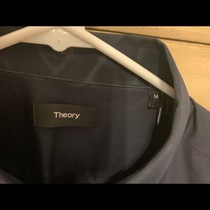 Theory Navy Blue Tailored Fit Dress Shirt
